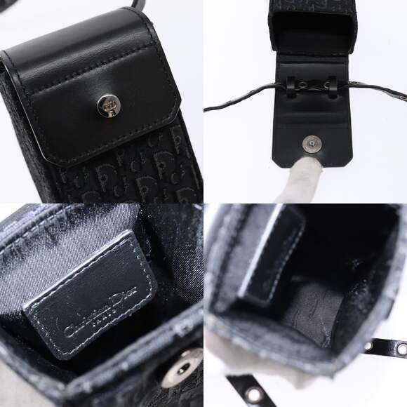 DIOR Trotter Canvas Shoulder Bag Black Silver - Picture 11 of 12